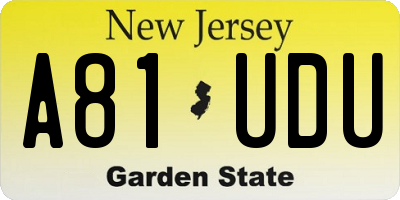 NJ license plate A81UDU
