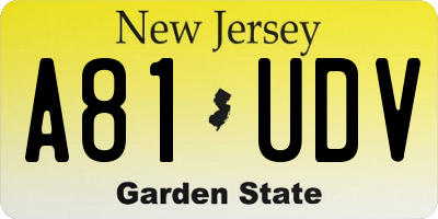NJ license plate A81UDV