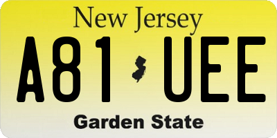 NJ license plate A81UEE