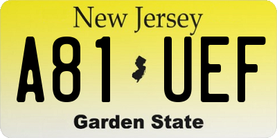 NJ license plate A81UEF