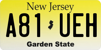 NJ license plate A81UEH