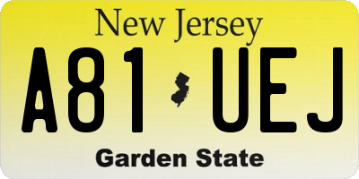 NJ license plate A81UEJ