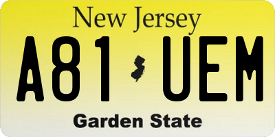 NJ license plate A81UEM