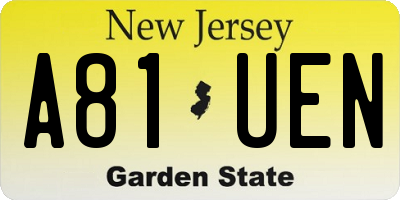 NJ license plate A81UEN