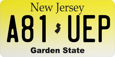 NJ license plate A81UEP