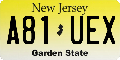 NJ license plate A81UEX