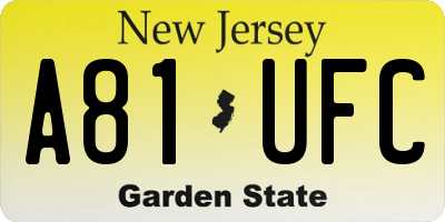 NJ license plate A81UFC