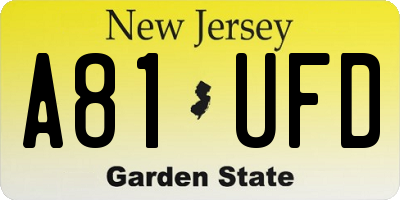 NJ license plate A81UFD