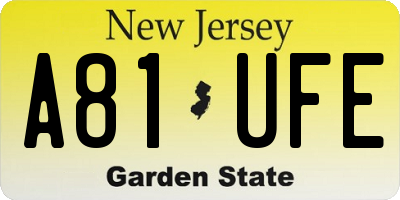 NJ license plate A81UFE