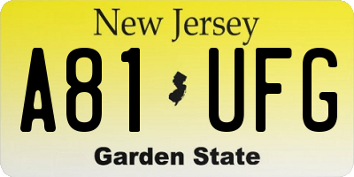 NJ license plate A81UFG
