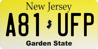 NJ license plate A81UFP