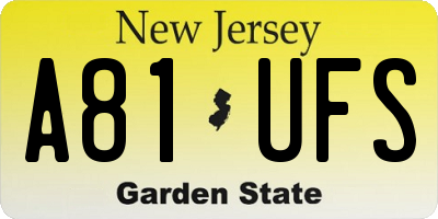 NJ license plate A81UFS
