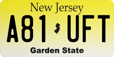 NJ license plate A81UFT