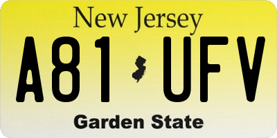 NJ license plate A81UFV