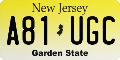 NJ license plate A81UGC