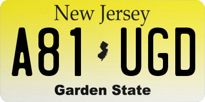 NJ license plate A81UGD