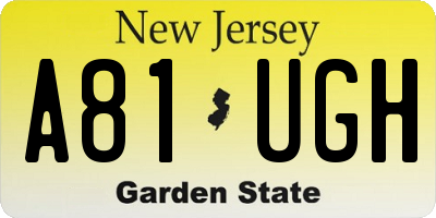 NJ license plate A81UGH