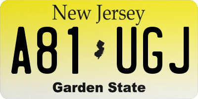 NJ license plate A81UGJ