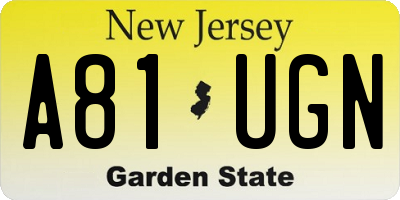 NJ license plate A81UGN