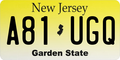 NJ license plate A81UGQ