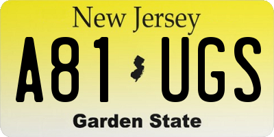 NJ license plate A81UGS