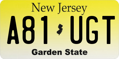 NJ license plate A81UGT