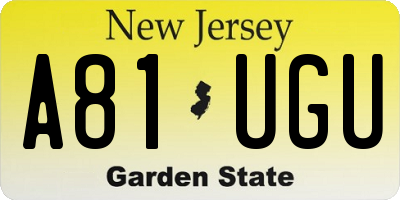 NJ license plate A81UGU