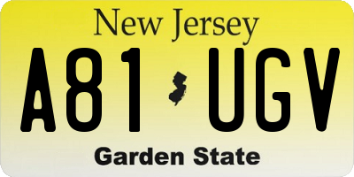 NJ license plate A81UGV