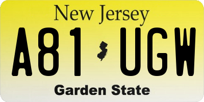 NJ license plate A81UGW