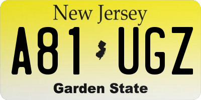 NJ license plate A81UGZ