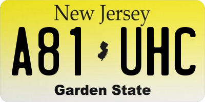 NJ license plate A81UHC