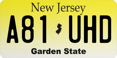 NJ license plate A81UHD