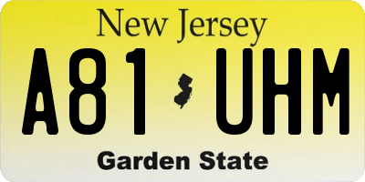 NJ license plate A81UHM
