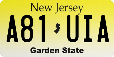 NJ license plate A81UIA