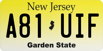 NJ license plate A81UIF