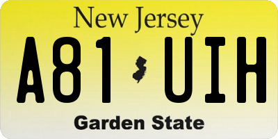 NJ license plate A81UIH
