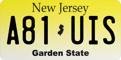 NJ license plate A81UIS