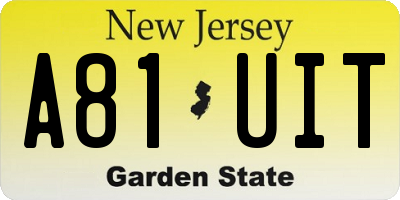 NJ license plate A81UIT