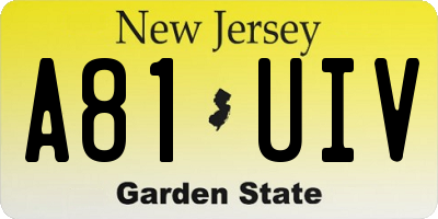 NJ license plate A81UIV