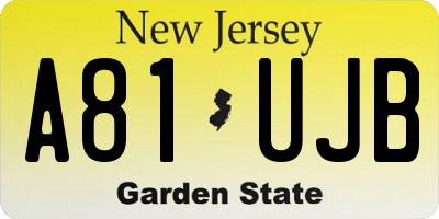 NJ license plate A81UJB