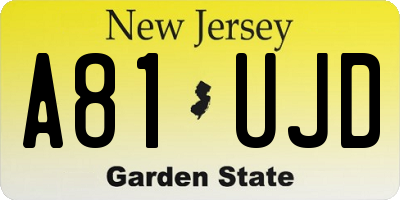 NJ license plate A81UJD