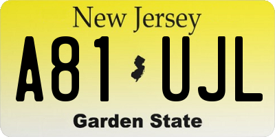 NJ license plate A81UJL