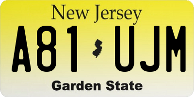 NJ license plate A81UJM