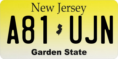 NJ license plate A81UJN