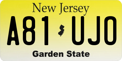 NJ license plate A81UJO