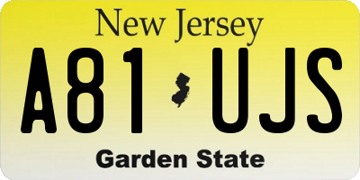 NJ license plate A81UJS