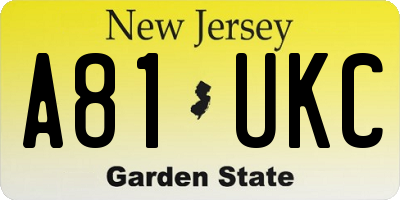 NJ license plate A81UKC