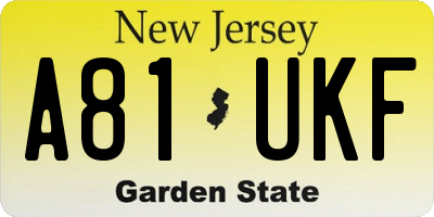 NJ license plate A81UKF