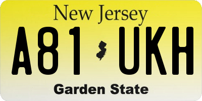 NJ license plate A81UKH
