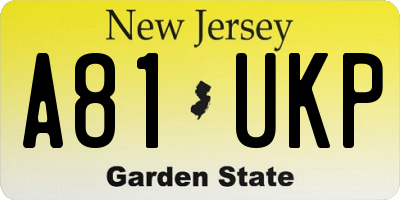 NJ license plate A81UKP